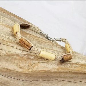 Handmade Hemp Bracelet with Wood Beads.